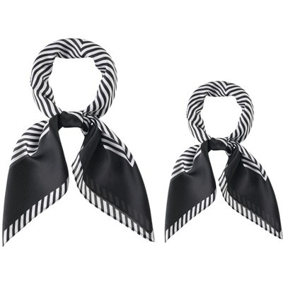 Allegra K Women's Silk Striped Lightweight Fashion Square Scarves Black&Black | Target