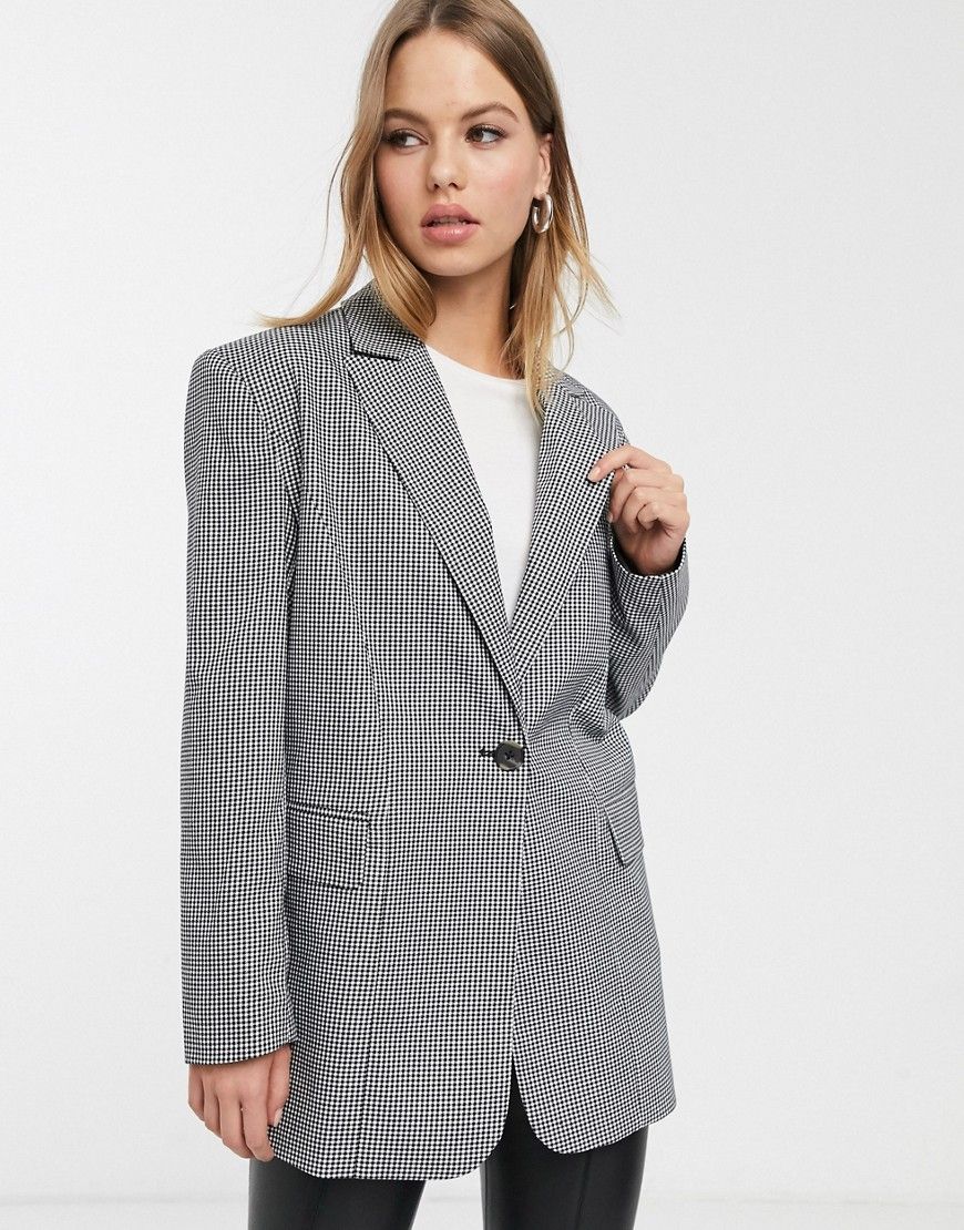 Stradivarius boyfriend blazer in houndstooth-Multi | ASOS (Global)