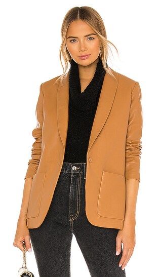 Amanda Uprichard X REVOLVE Leather Shawl Blazer in Brown. Size M. | Revolve Clothing (Global)