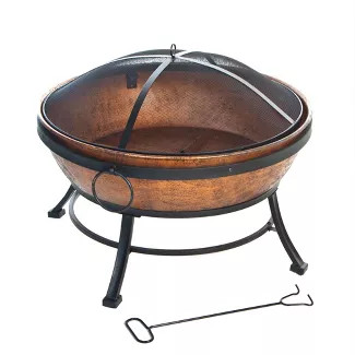 DeckMate 30371 Avondale Outdoor Patio Portable Steel Round Fire Bowl Fire Pit with Poker and Mesh... | Target