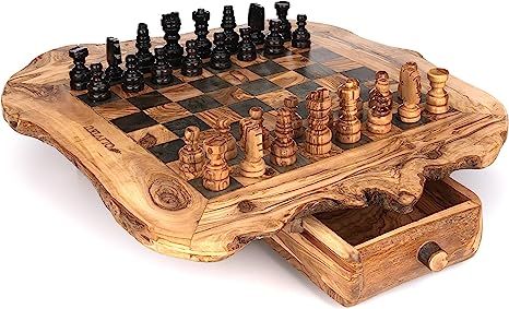 OLIVIEU ~ Handcrafted Olive Wood Chess Board ~ 20 inches ~ Chess Set Wood ~ Luxury Chess Set ~ Du... | Amazon (US)