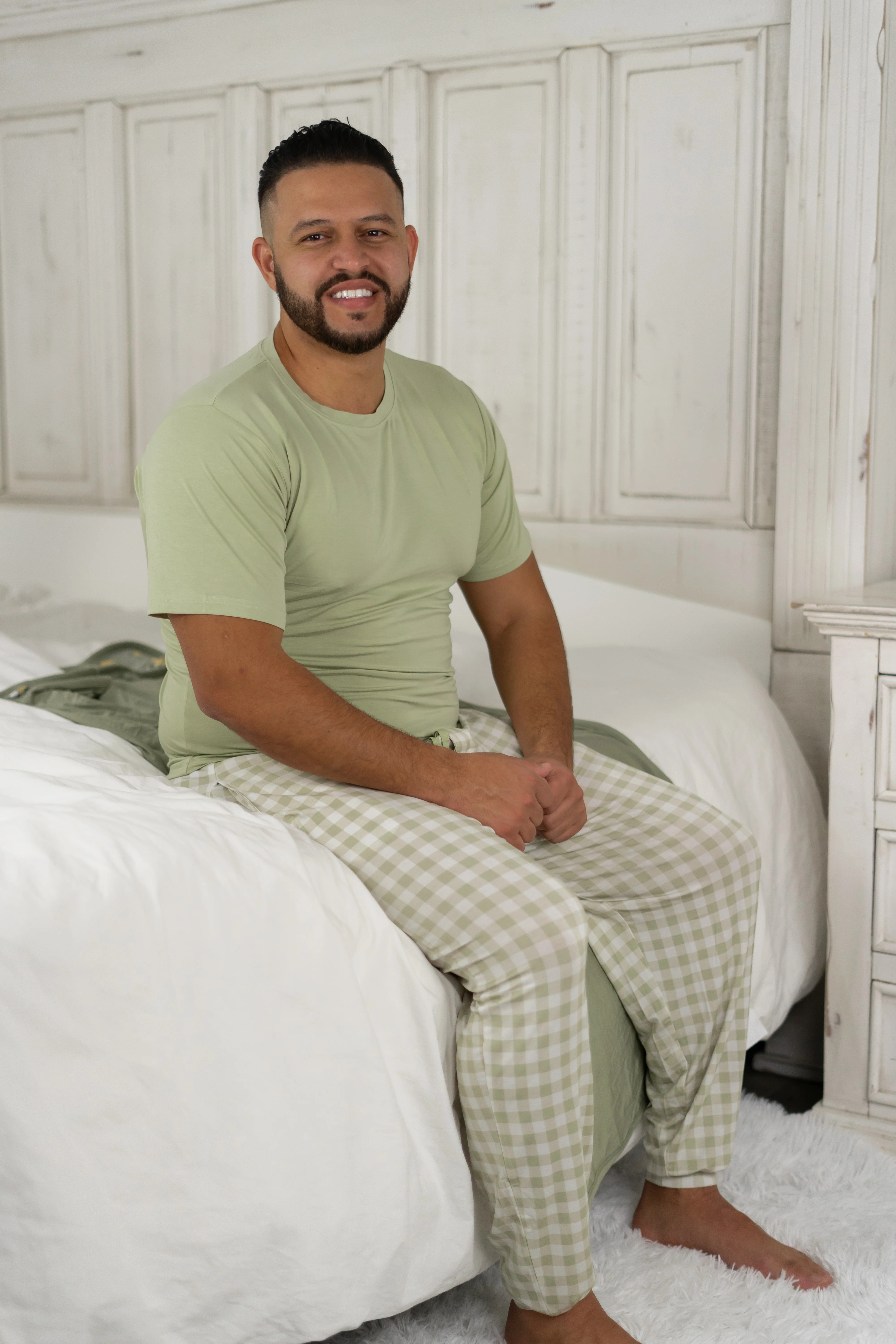 SAGE GINGHAM DREAM MEN'S SET | Dream Big Little Co.