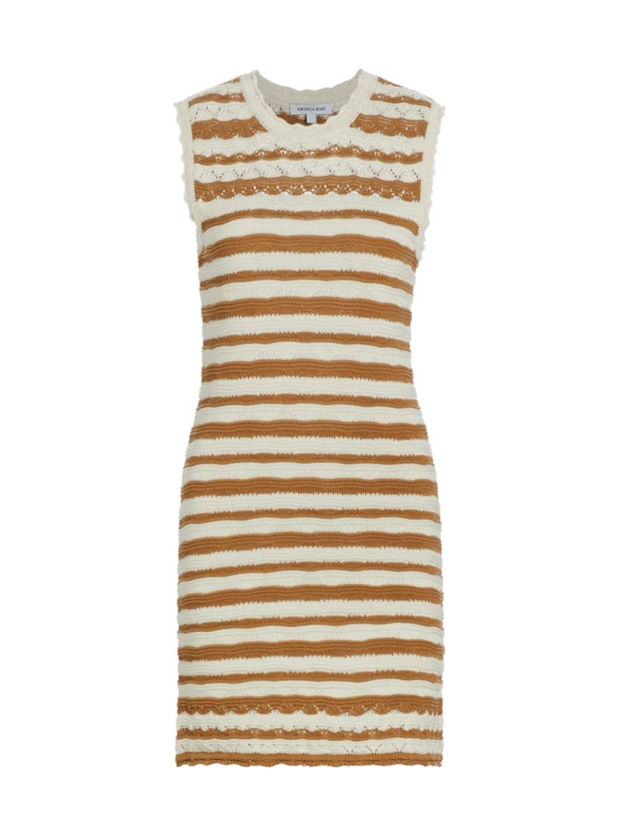 Veronica Beard Templeton Crochet-Knit Striped Minidress | Saks Fifth Avenue | Saks Fifth Avenue