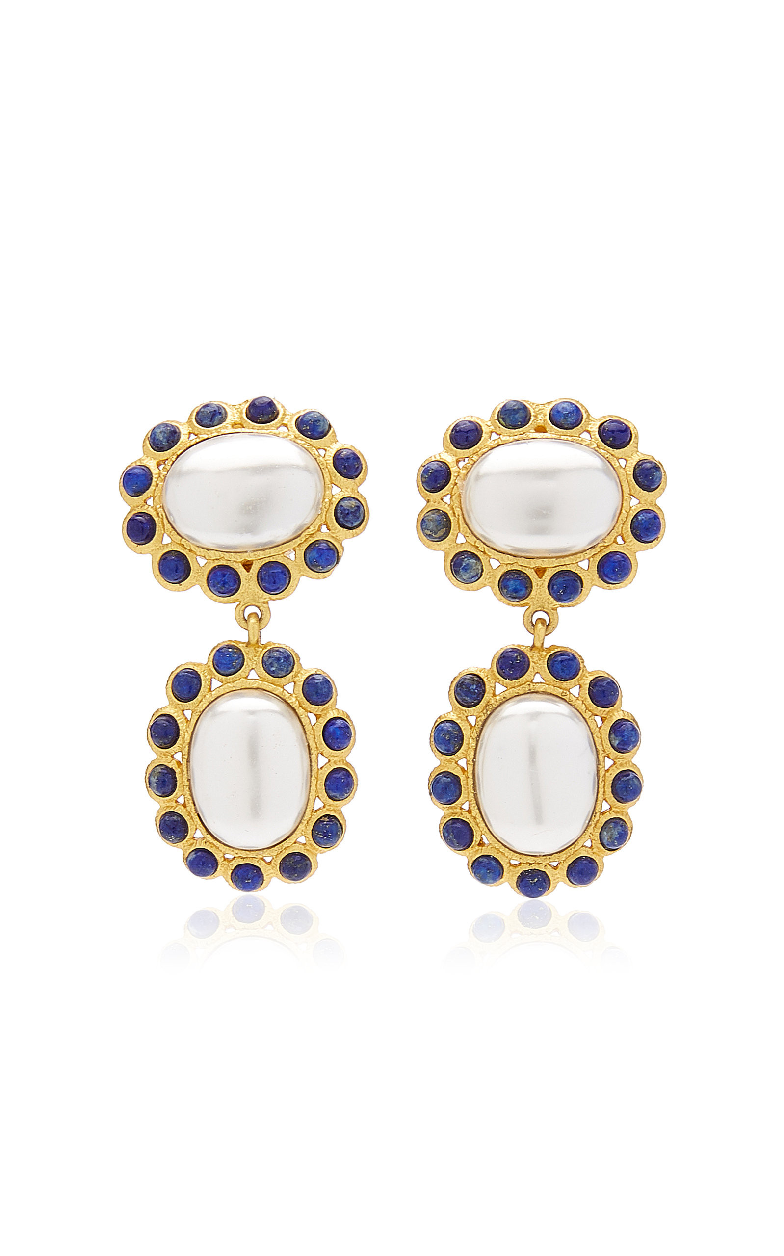 Hayman 24K Gold-Plated Pearl, Lapis Earrings | Moda Operandi (Global)
