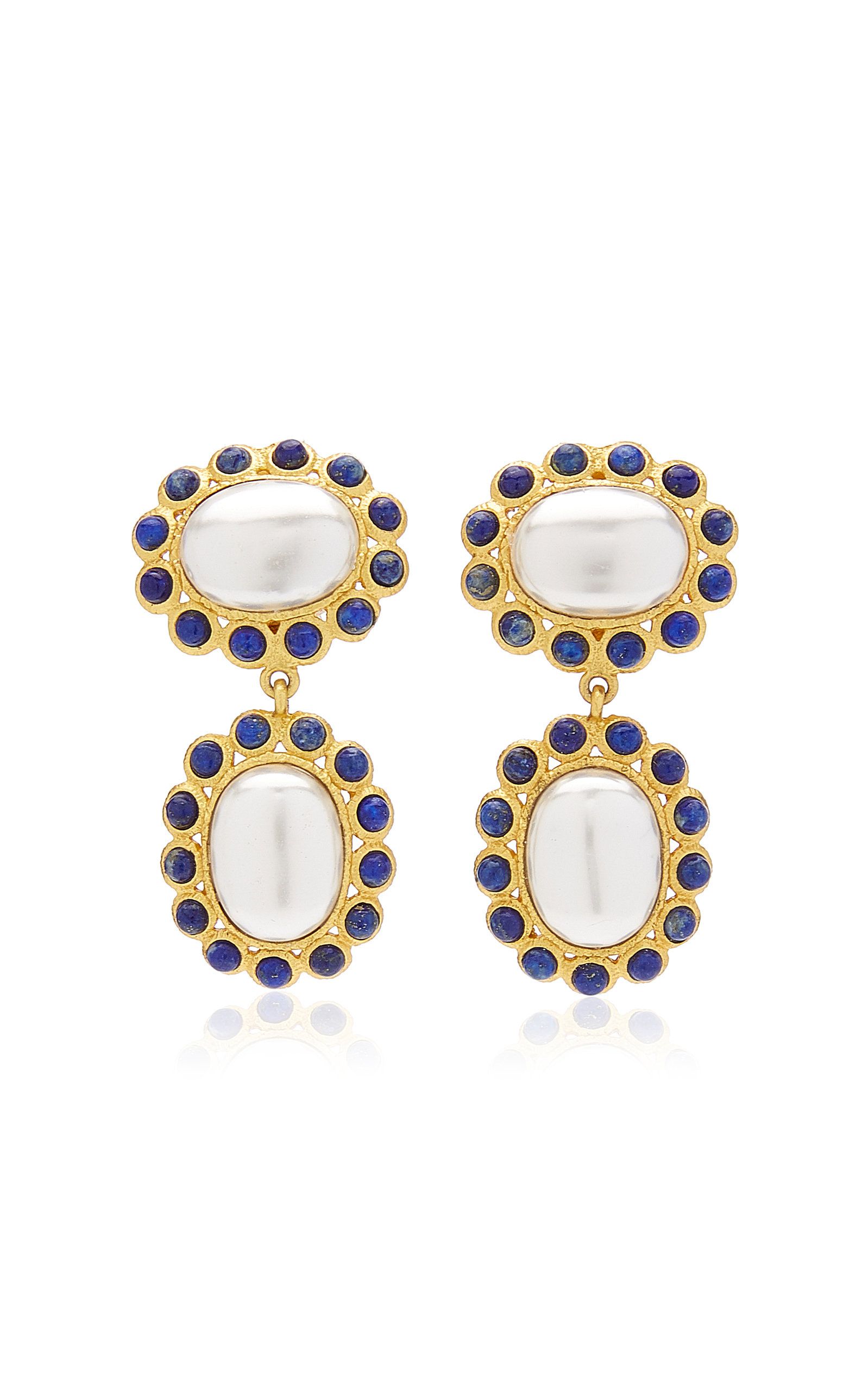 Hayman 24K Gold-Plated Pearl, Lapis Earrings | Moda Operandi (Global)