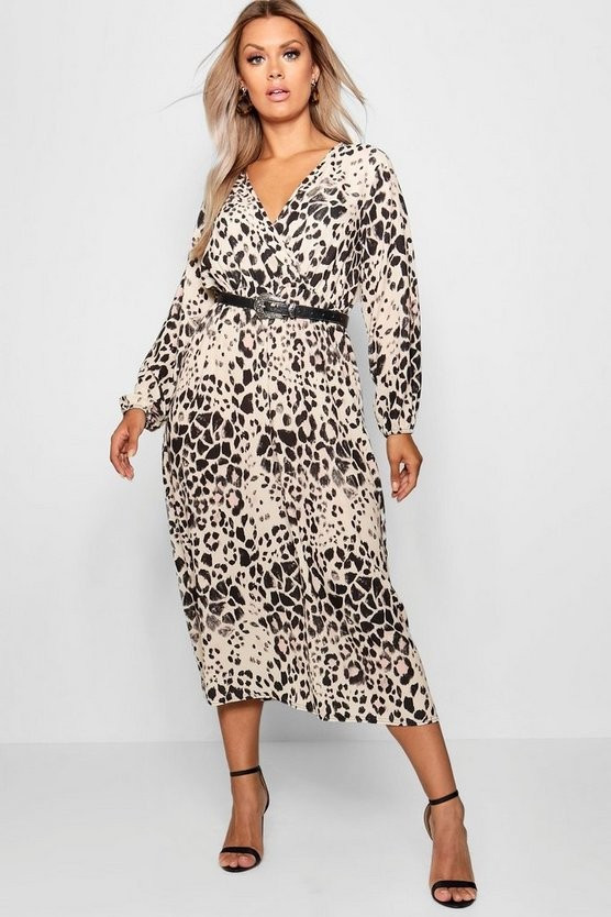 Plus Leopard Midi Dress | Boohoo.com (US & CA)