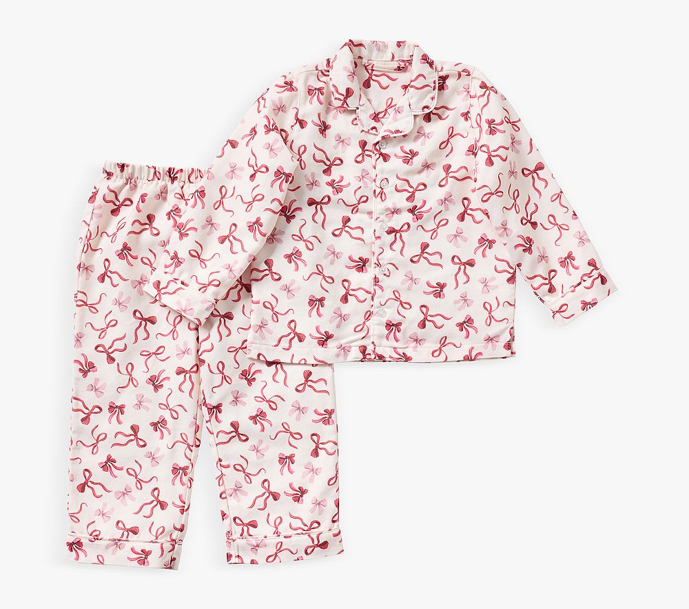 Holiday Bows Flannel Kid Pajama Set | Pottery Barn Kids