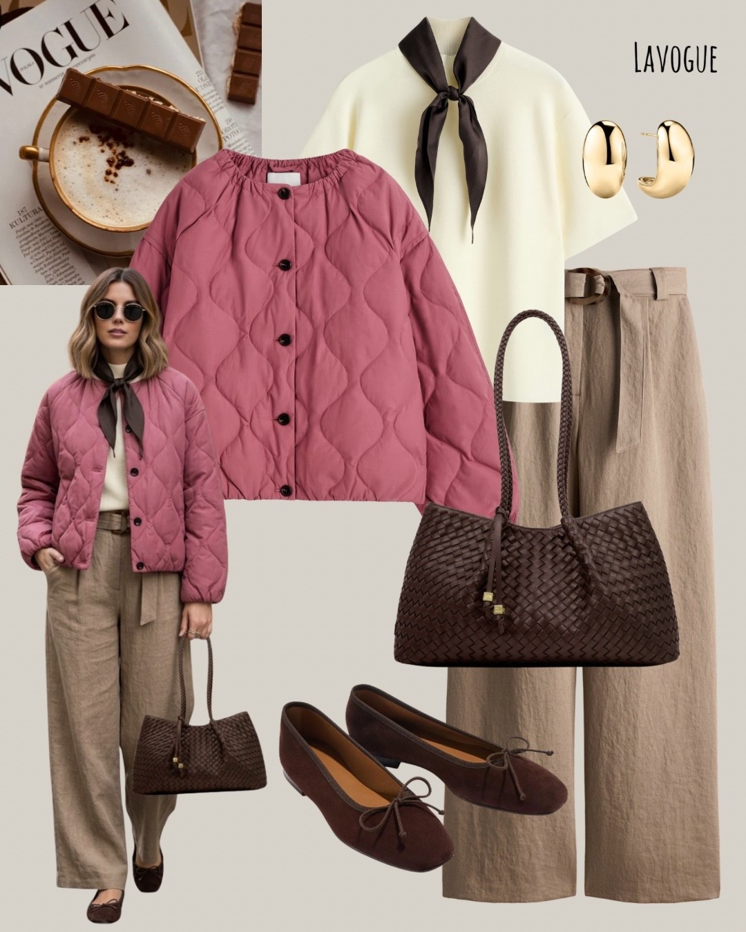 Spring layering made easy 🌸
Pink rose quilted jacket + scarf detail top, paired with belted beige pants for a polished base. Finished with a brown quilted bag and matching flats 🤎

#LTKStyle #SpringOutfit #EffortlessChic

#LTKootd #LTKTravel #LTKSeasonal