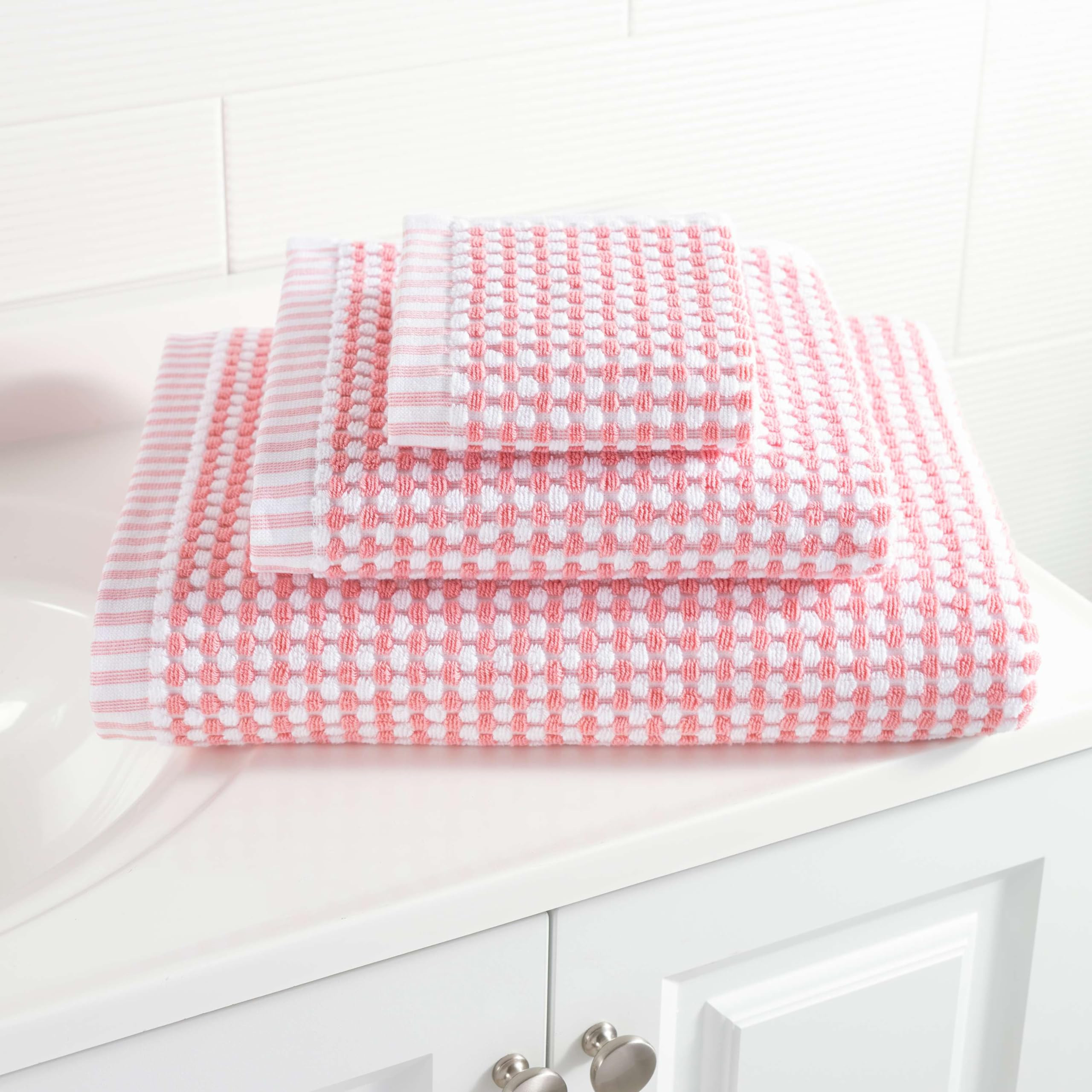 Pine Cone Hill Ceylon Coral Towel, Washcloth, White Solid Pattern | Amazon (US)