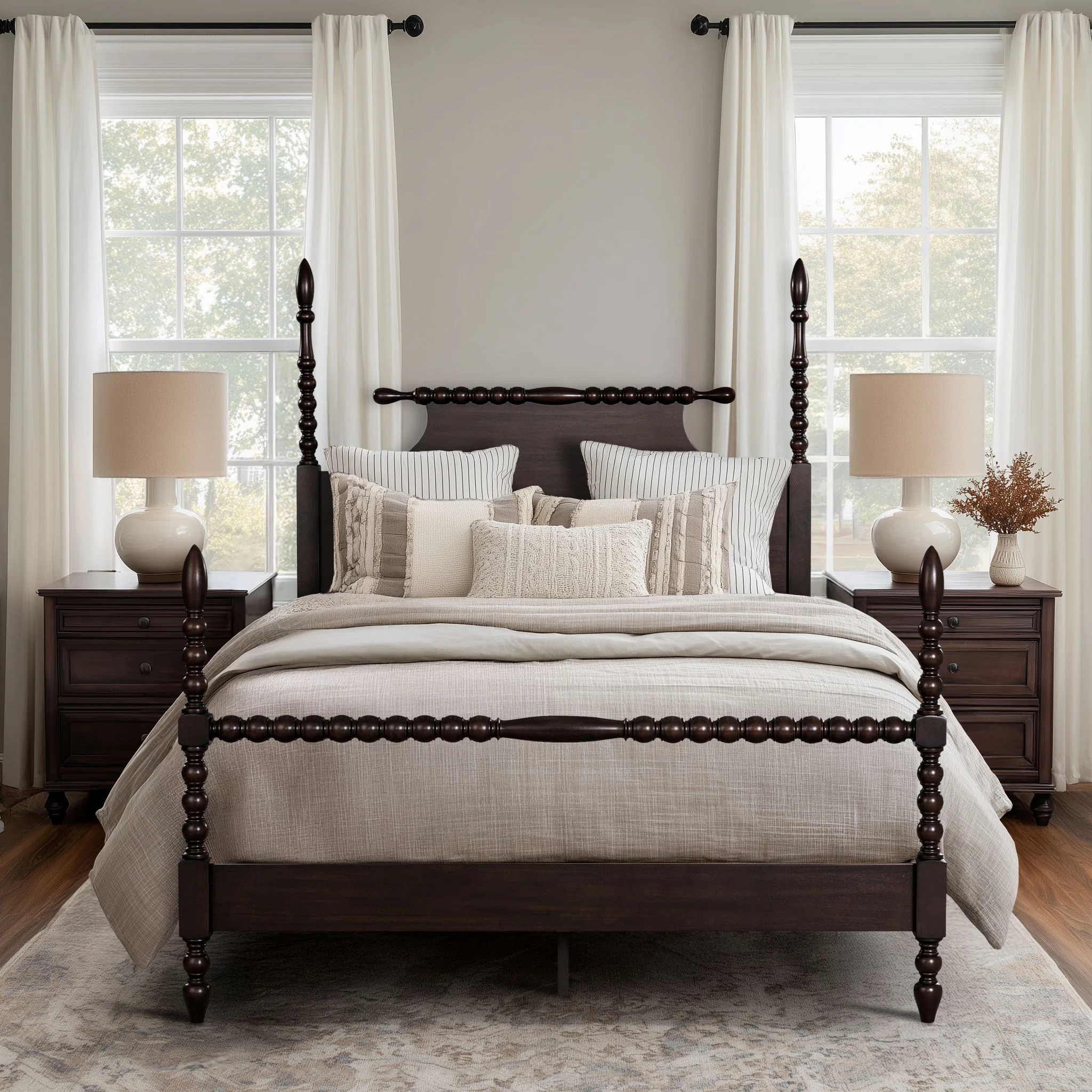 Beckett Solid Wood Low-Profile Bed Frame with Spindle Design | Wayfair North America
