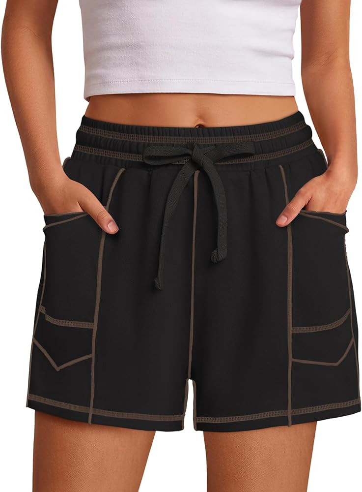 Panadila Baggy Sweat Shorts Womens Casual Terry Drawstring High Waisted Shorts with Pockets Summe... | Amazon (US)