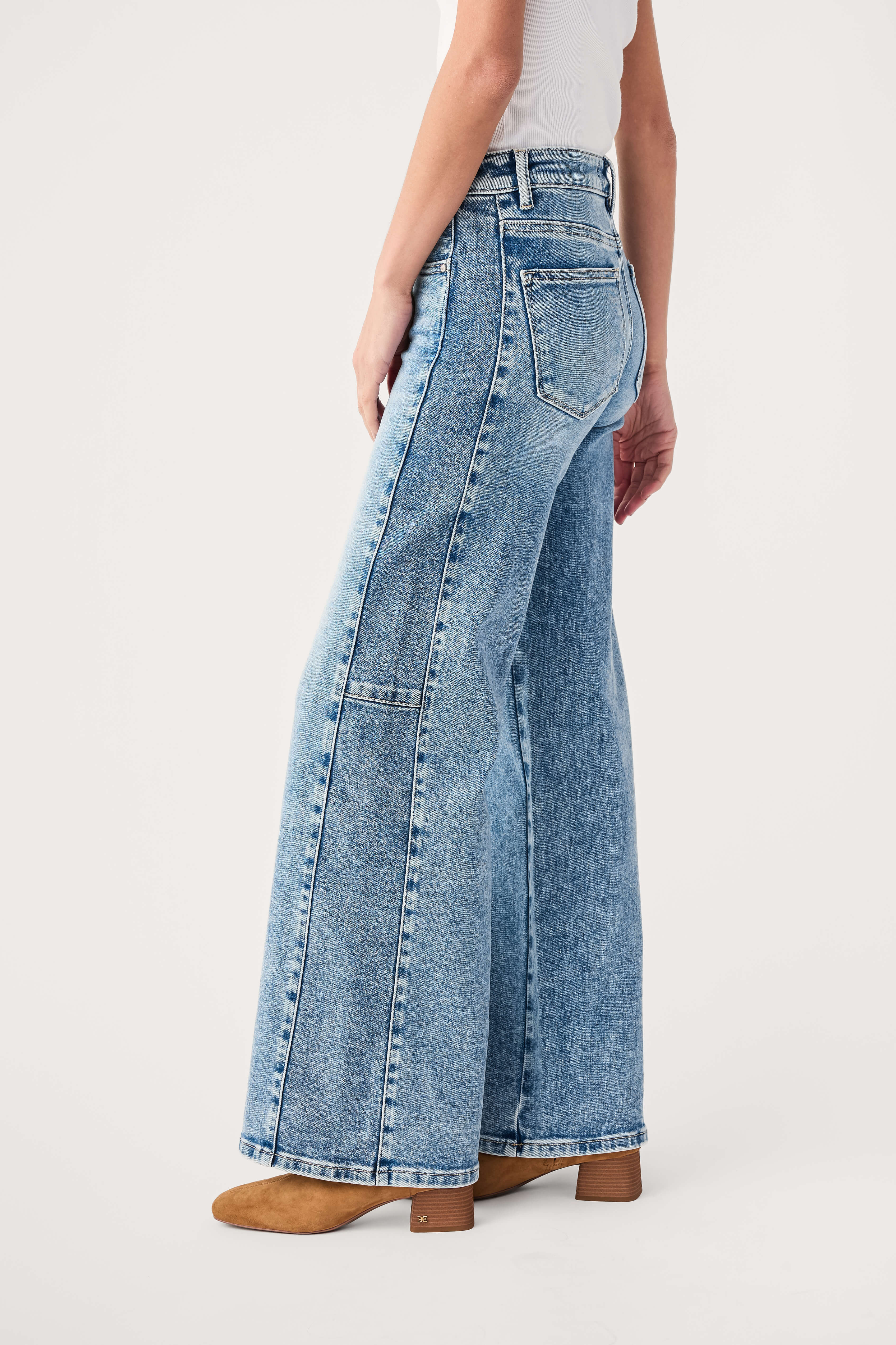 Risen Charlie High Rise Wide Contrast Jeans | Social Threads