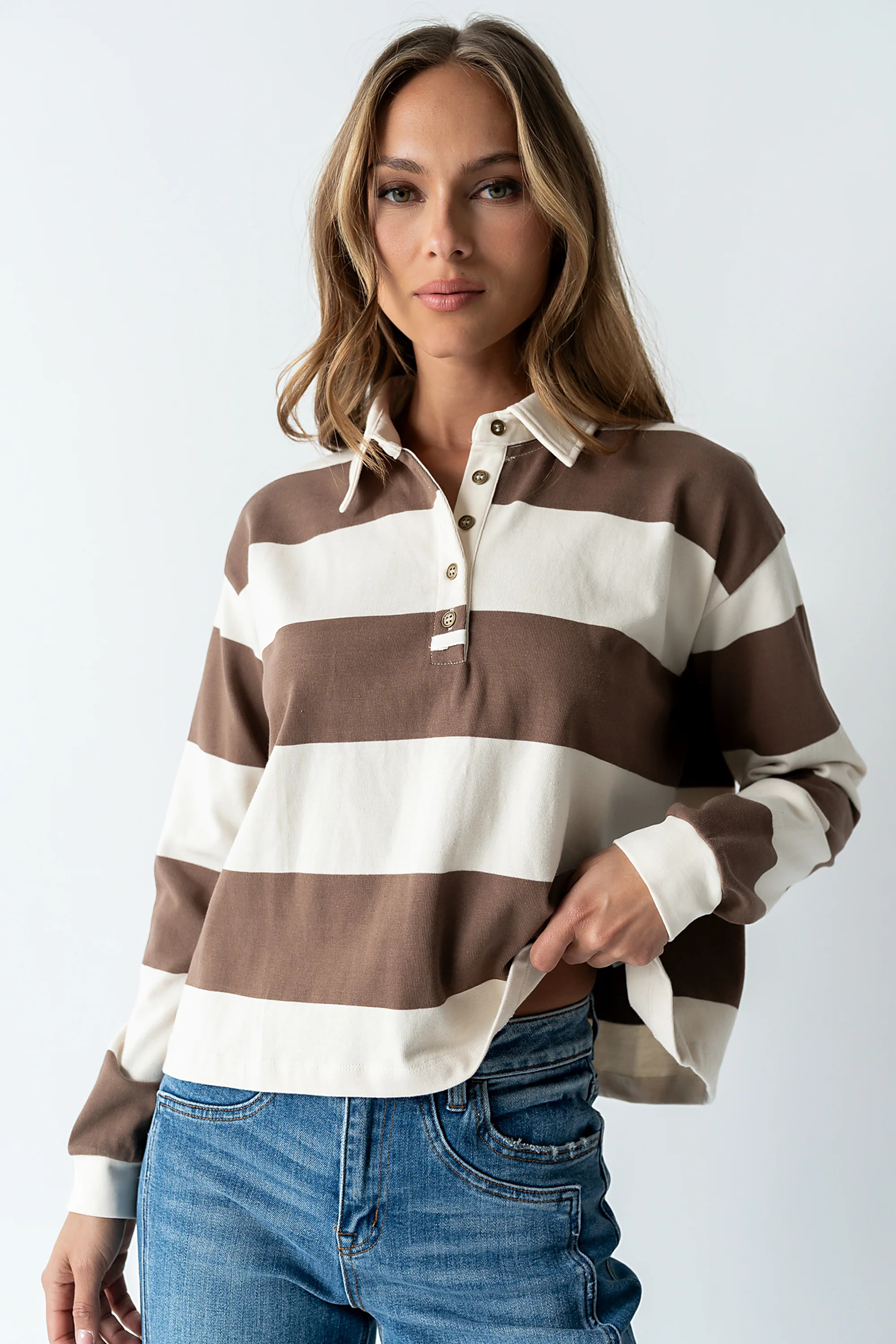 Kaysen Striped Top in Taupe | Böhme US