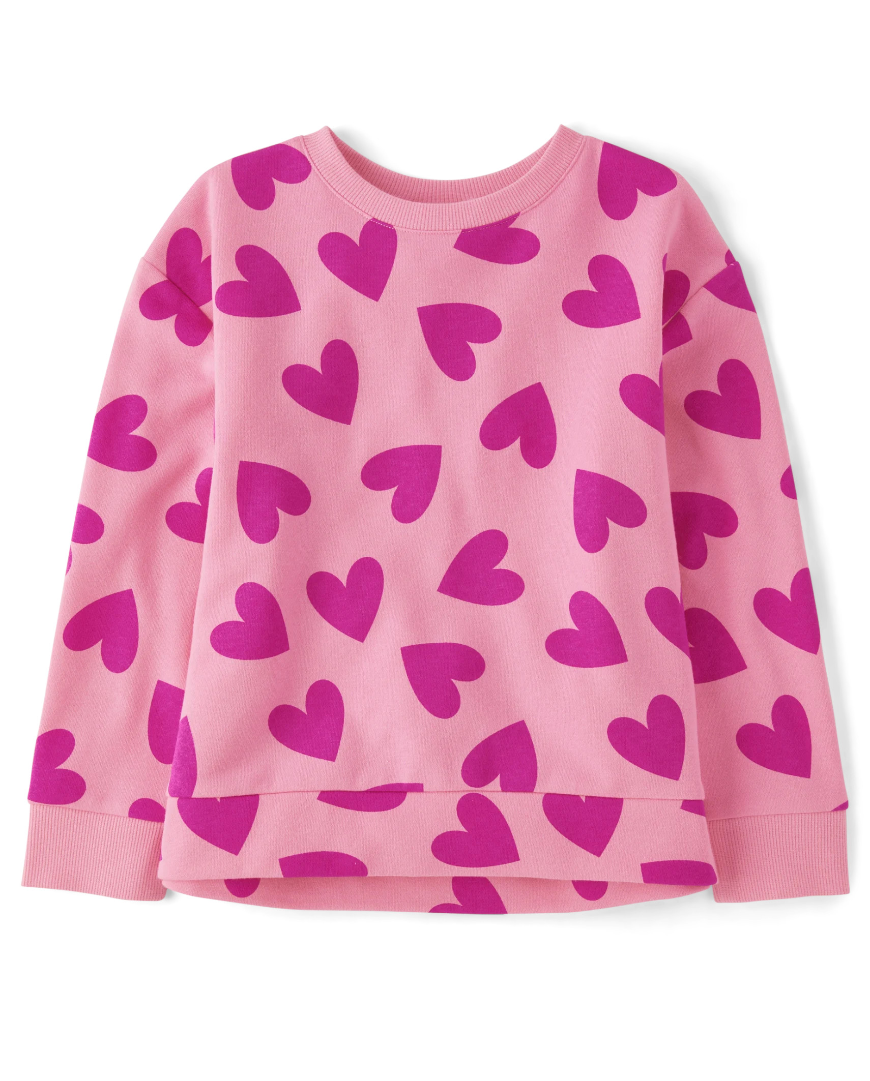 Girls Heart Fleece Sweatshirt - bright pink | The Children's Place