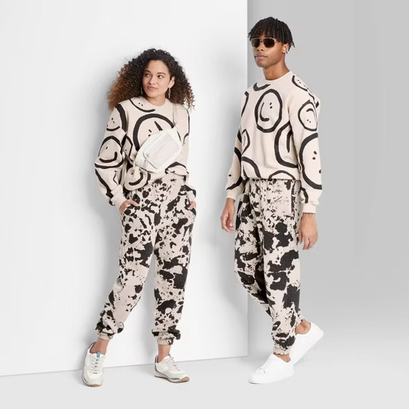 High-Rise Fleece Sweatpants - Wild Fable™ Charcoal Gray Tie-Dye | Target