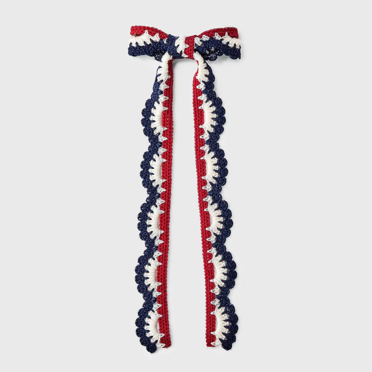 Americana Knitted Hair Bow Barrette - Red/White/Blue | Target
