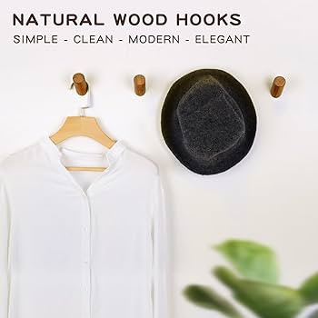 Wood Hooks, 3 Pack Wall Hooks Heavy Duty Rustic Coat Hooks Wall Mounted, Decorative Hooks for Han... | Amazon (US)