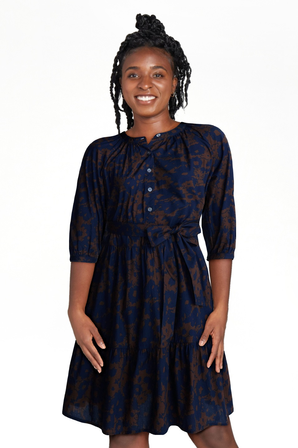 Time and Tru Women's Cotton Tiered Mini Dress with Ruffle Hem, Sizes XS-XXXL | Walmart (US)