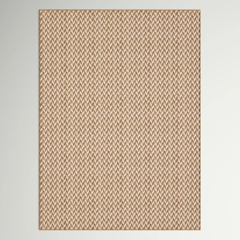 Malaya Herringbone Indoor/Outdoor Area Rug for Living Room Patio Deck Front Porch Kitchen, Brown/... | Wayfair North America