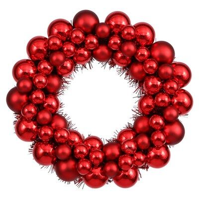 Vickerman 12-in (Not Powered) Red Ornament Artificial Christmas Wreath Lowes.com | Lowe's