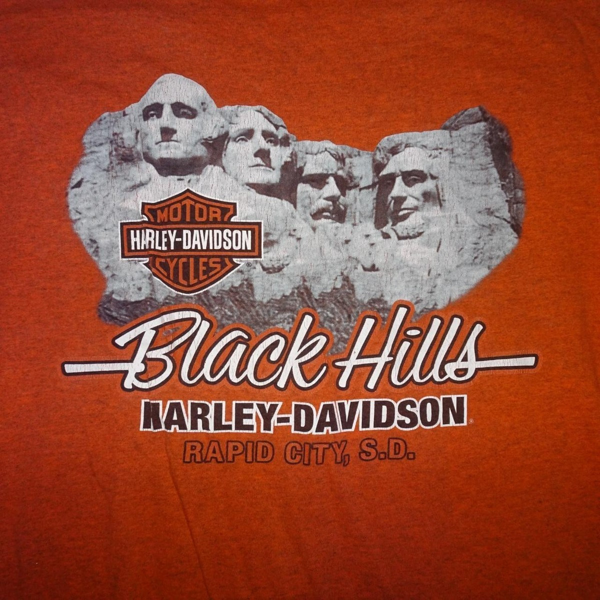 Black Hills Harley Davidson Sturgis Mount Rushmore Orange Graphic T-Shirt Tee   | eBay | eBay US