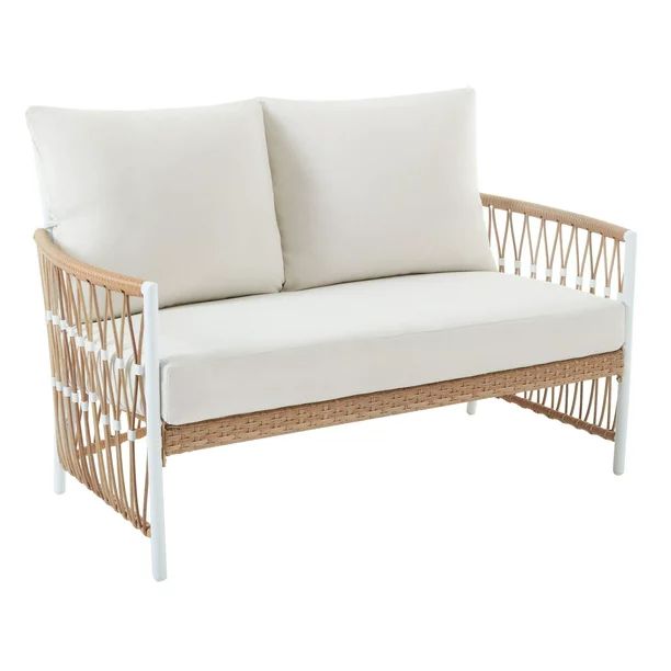 Better Homes & Gardens Lilah 2-Piece Outdoor Wicker Loveseat and Ottoman, White | Walmart (US)