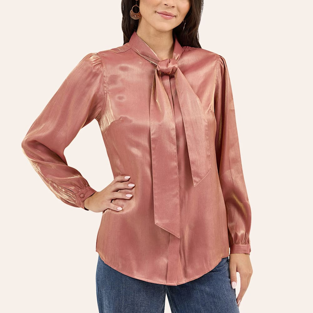 Wrangler Retro Women’s Blush Tie Neck Blouse | Cavender's