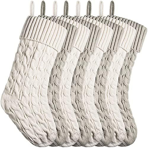 Amazon.com: Christmas Stockings Cable Knit Xmas Stockings 18 Inches Large Fireplace Stockings for... | Amazon (US)