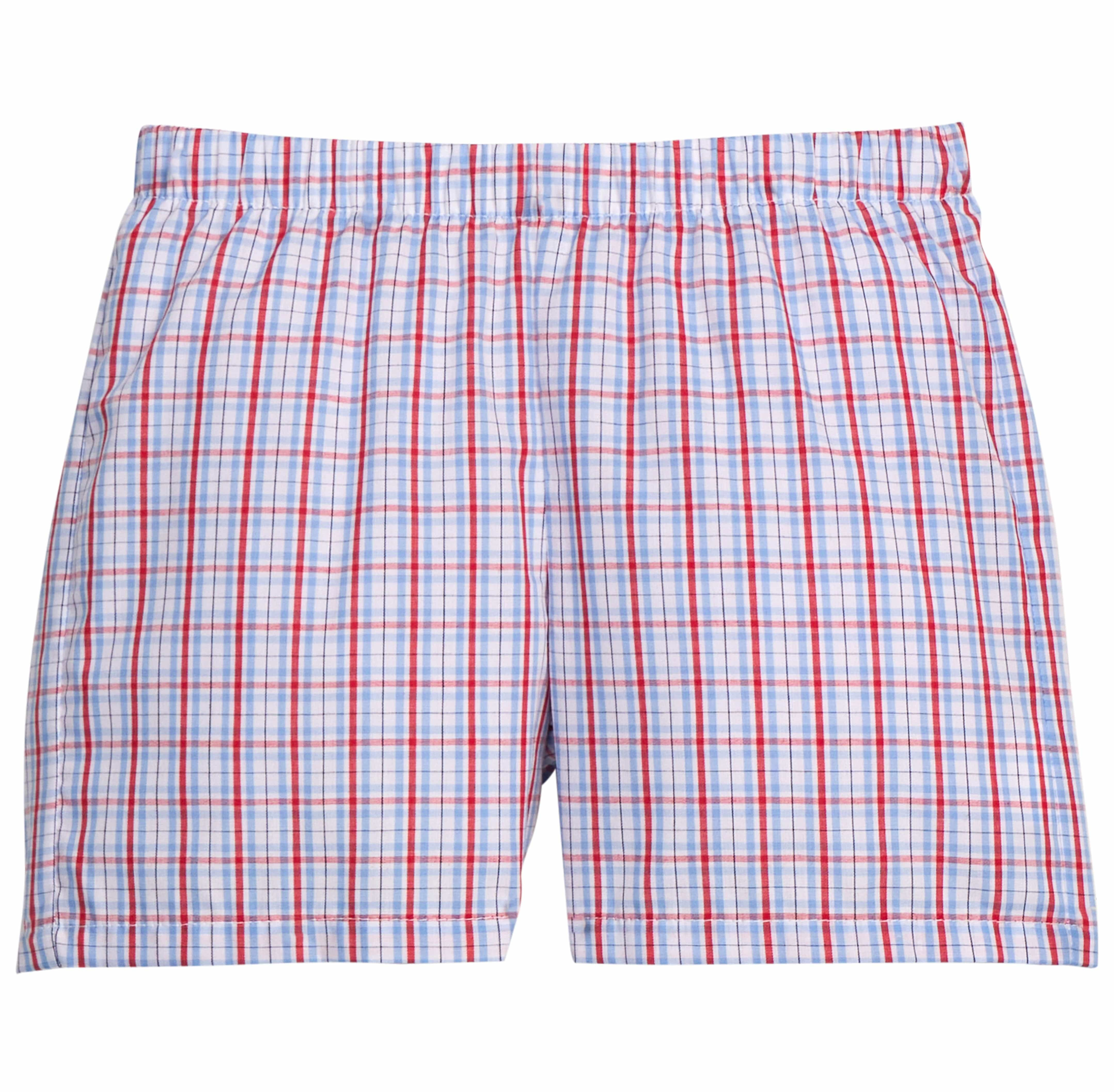 Patriotic Plaid Basic Short - Red & Blue Boy Summer Shorts | Little English