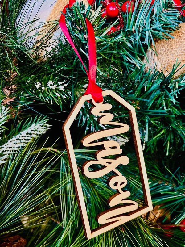 Custom Name Tag Ornament or Stocking Tag 1 line | Sunny & Southern