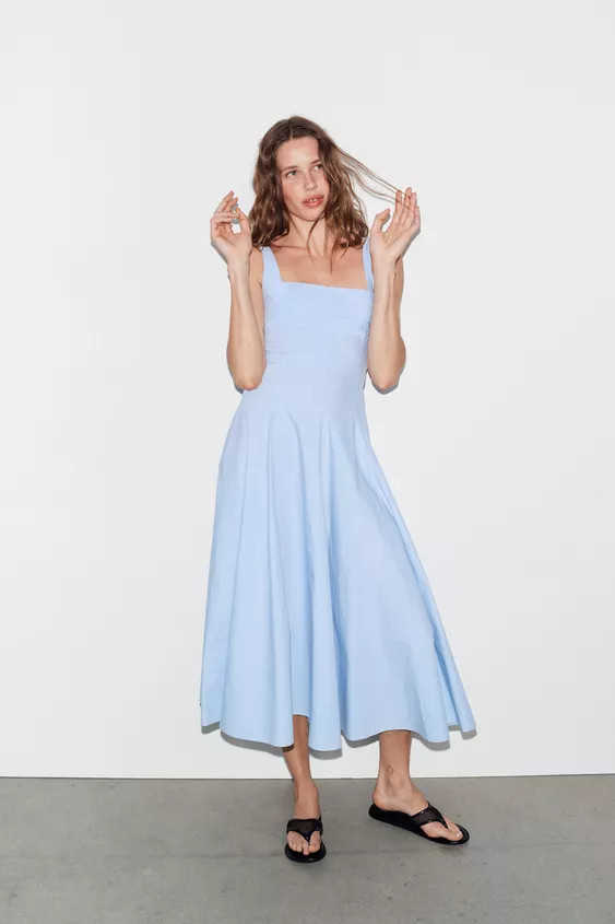 POPLIN GODET DRESS | Zara Canada