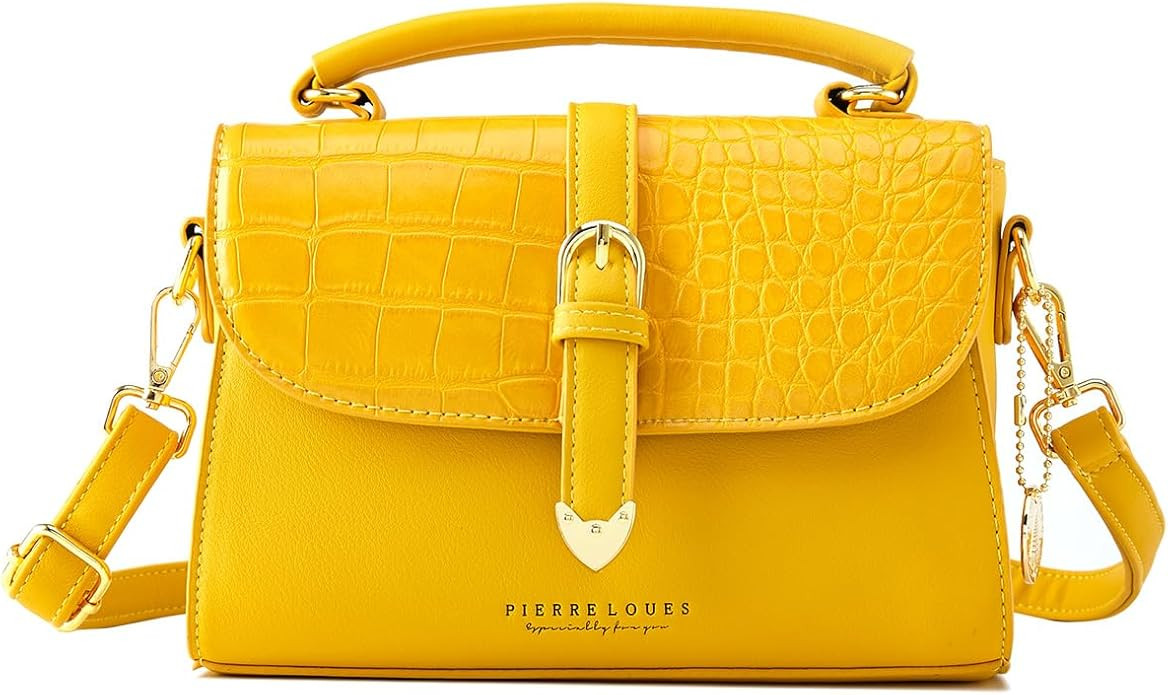 Retro Satchel Crossbody Handbags for Women, Trendy Crocodile Designer Leather Flap Top Handle Pur... | Amazon (US)