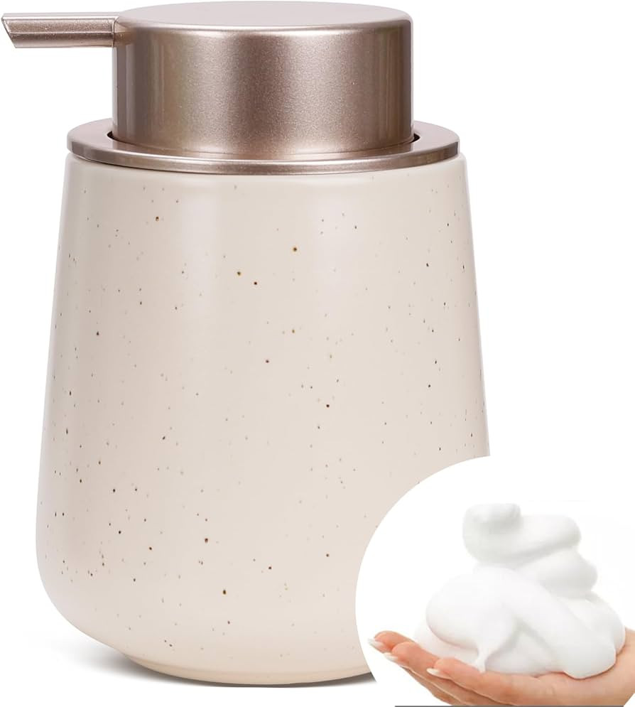 Bosilunlife Ceramic Foaming Soap Dispenser - 12Oz Foam Hand Soap Dispenser Bathroom Countertop So... | Amazon (US)