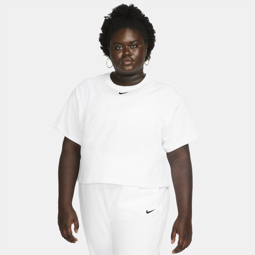Nike Womens Plus Size Essential Boxy Top - White/Black | Foot Locker (US)