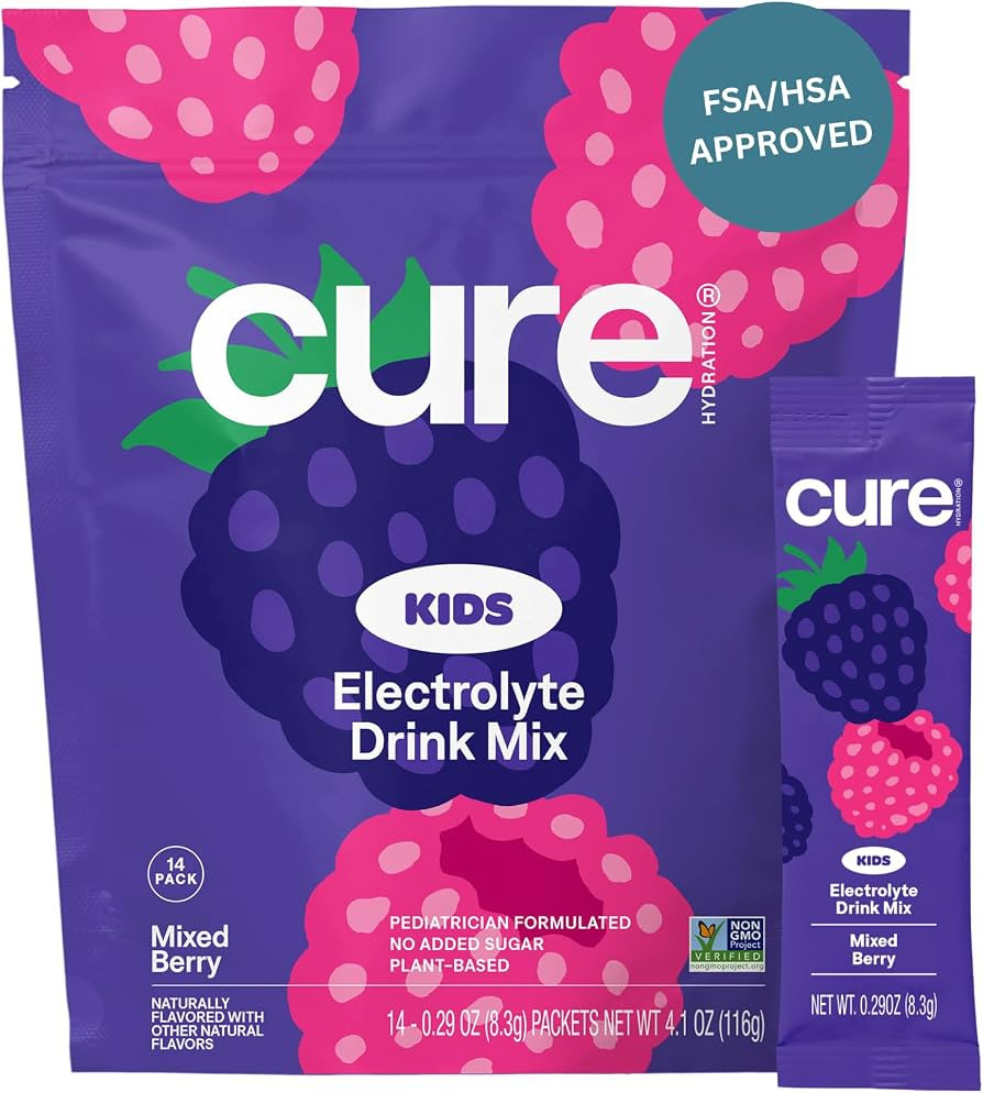 Cure Hydration - Kids Electrolyte Drink Powder Mixed Berry 14 Packets | Amazon (US)
