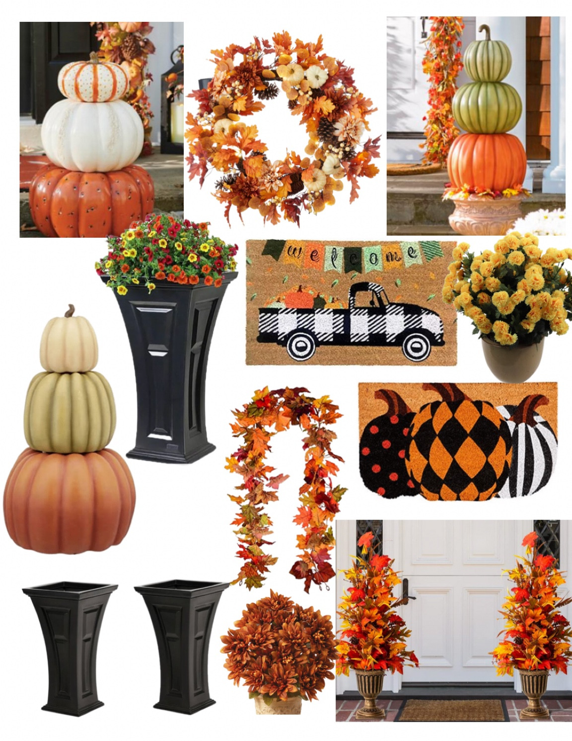 Fall and Halloween Front Porch Finds! Garland, wreaths, planters, pots, faux mums, pumpkin topiary, door mats!

#LTKSeasonal #LTKunder100 #LTKhome