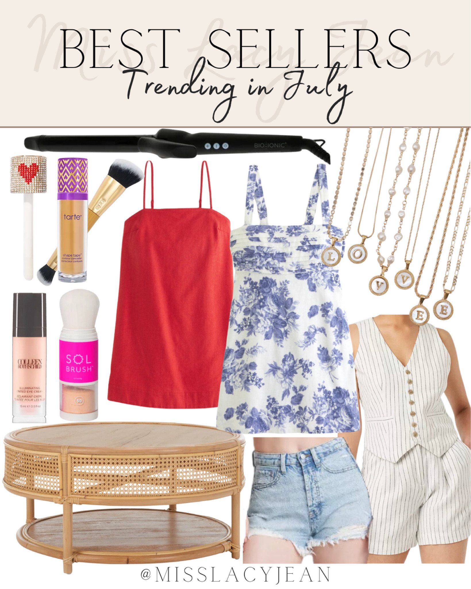Trending best sellers for July were rattan coffee table, denim shorts, dress, summer dress, initial necklace, suit vest, Tarte concealer, Sol brush, eye cream, and curling iron.

Best sellers, summer best sellers, summer dress, trending 

#LTKStyleTip #LTKHome #LTKFindsUnder100