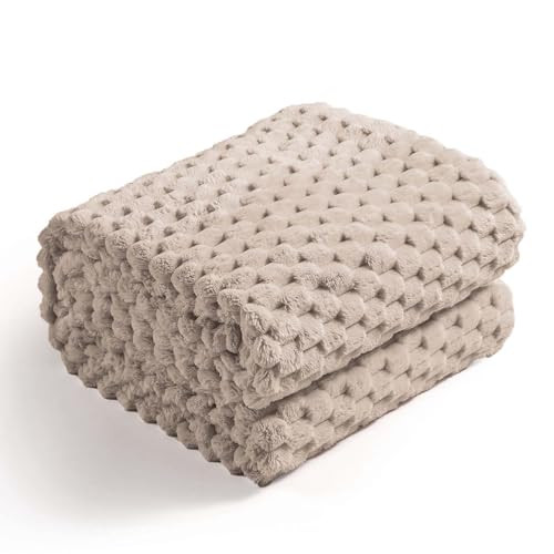 Excervent Flannel Fleece Throw Blanket (60x80 inches), Hexagon Jacquard Decorative Fuzzy Blankets for Household, Camping, and Travel, Super Soft Cozy, Suitable for All Seasons, Camel | Amazon (CA)