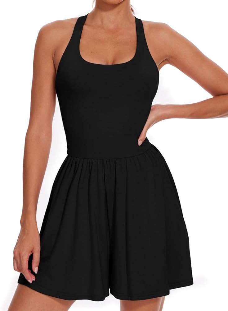 Tanou Women's Summer Casual Rompers Sleeveless Scoop Neck Shorts Jumpsuit Athletic Beach Vacation... | Amazon (US)