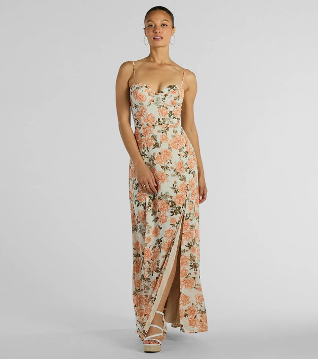 Gorgeous Arrival Rose Floral Chiffon Maxi Dress | Windsor Stores