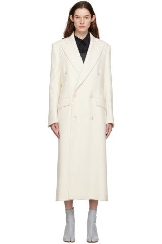 Off-White Double-Breasted Coat | SSENSE