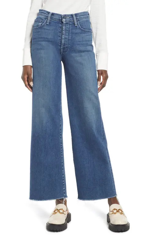 MOTHER The Tomcat Roller Raw Hem Wide Leg Jeans in Love Me Till Tomorrow at Nordstrom, Size 24 | Nordstrom
