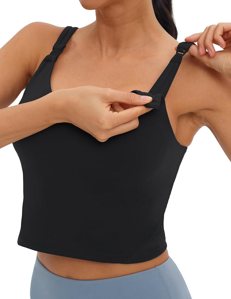 Foucome Womens Nursing Bras for Breastfeeding Maternity Tank Tops Crop Top with Built in Bra Long... | Amazon (US)