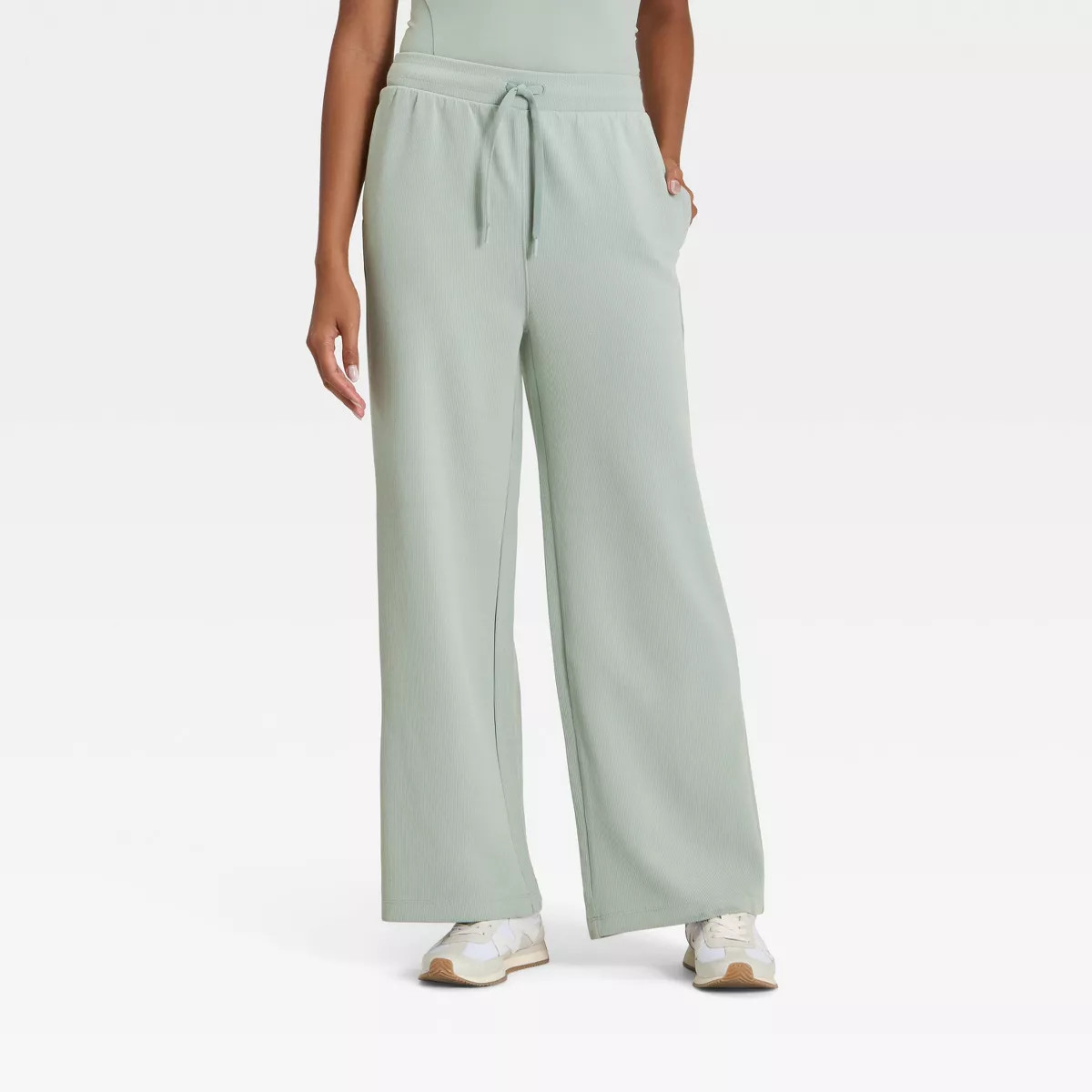 Women's Airy Sleek Ribbed Wide Leg Sweatpants - All In Motion™ | Target