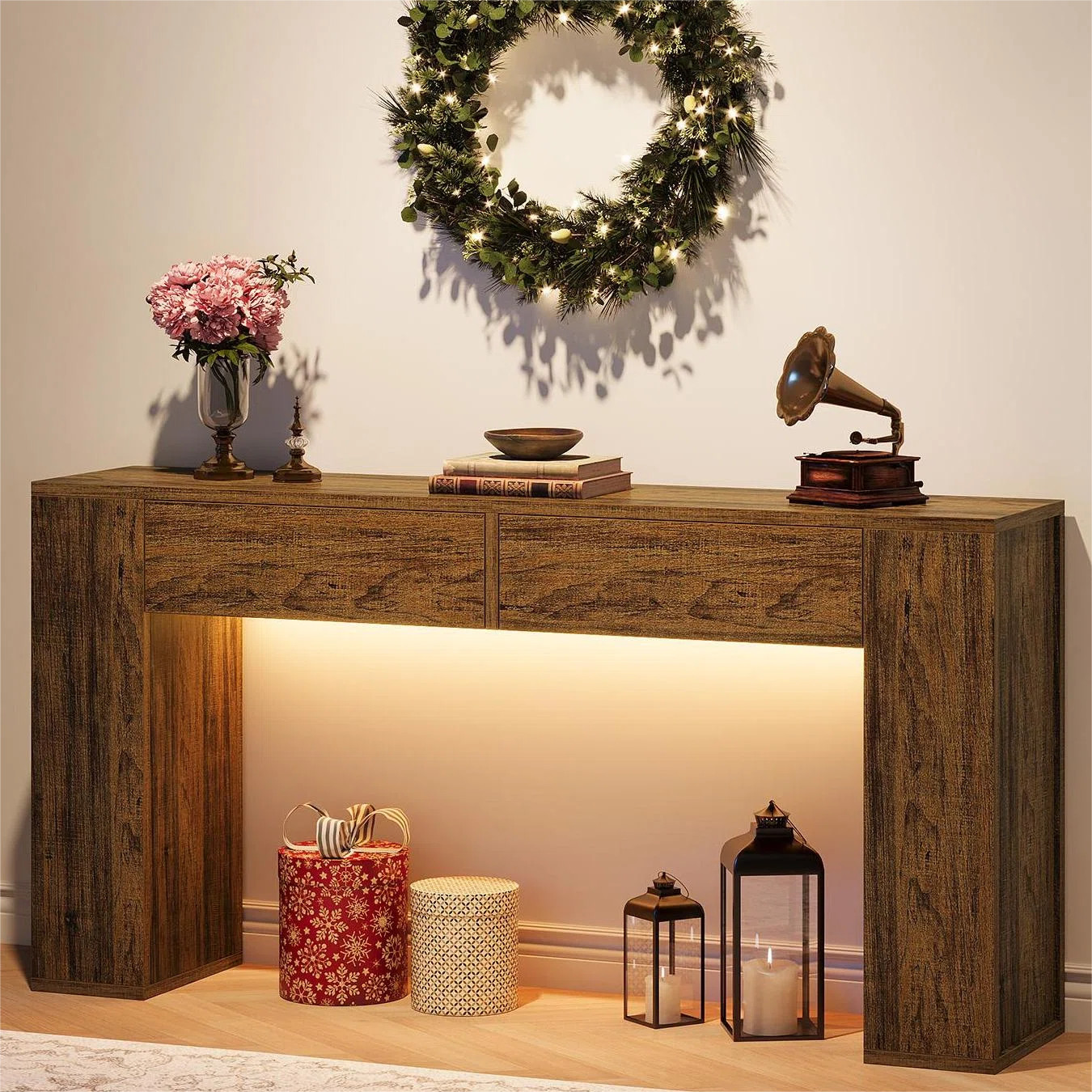 Wrought Studio™ 55.12'' Console Table With Drawers And LED Light | Wayfair | Wayfair North America