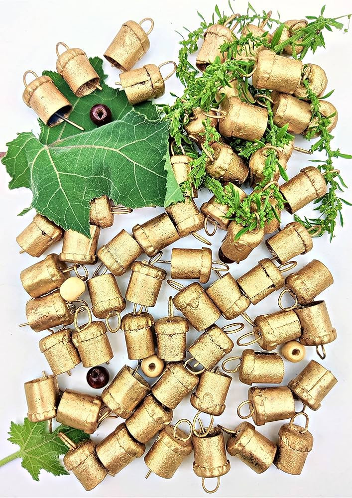 HIGHBIX Tiny Harmony Cow Bells 50 Pieces Vintage Handmade Rustic Lucky Christmas Hanging Mini Bel... | Amazon (US)