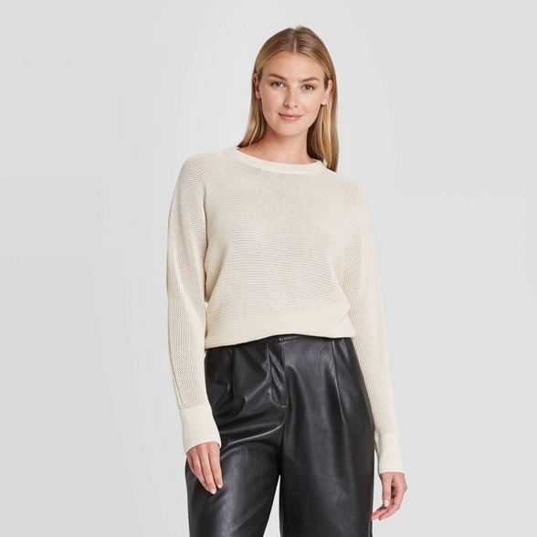 Women's Crewneck Mesh Pullover Sweater - Prologue™ | Target