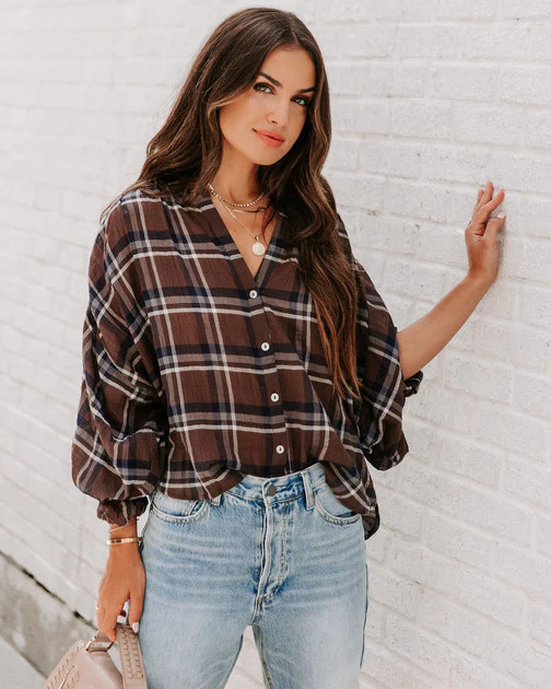 Williamsburg Cotton Plaid Button Down Top - FINAL SALE | VICI