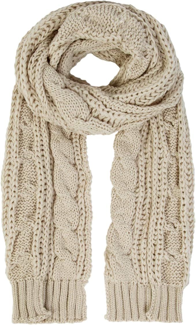 Women And Mens Winter Thick Cable Knit Wrap Chunky Long Warm Scarf | Amazon (US)