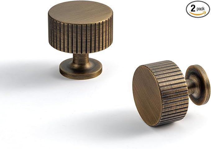 Goo-Ki Vintage Brushed Retro Antique Solid Brass Cabinet Knob - Single Hole Striped Decorations C... | Amazon (US)